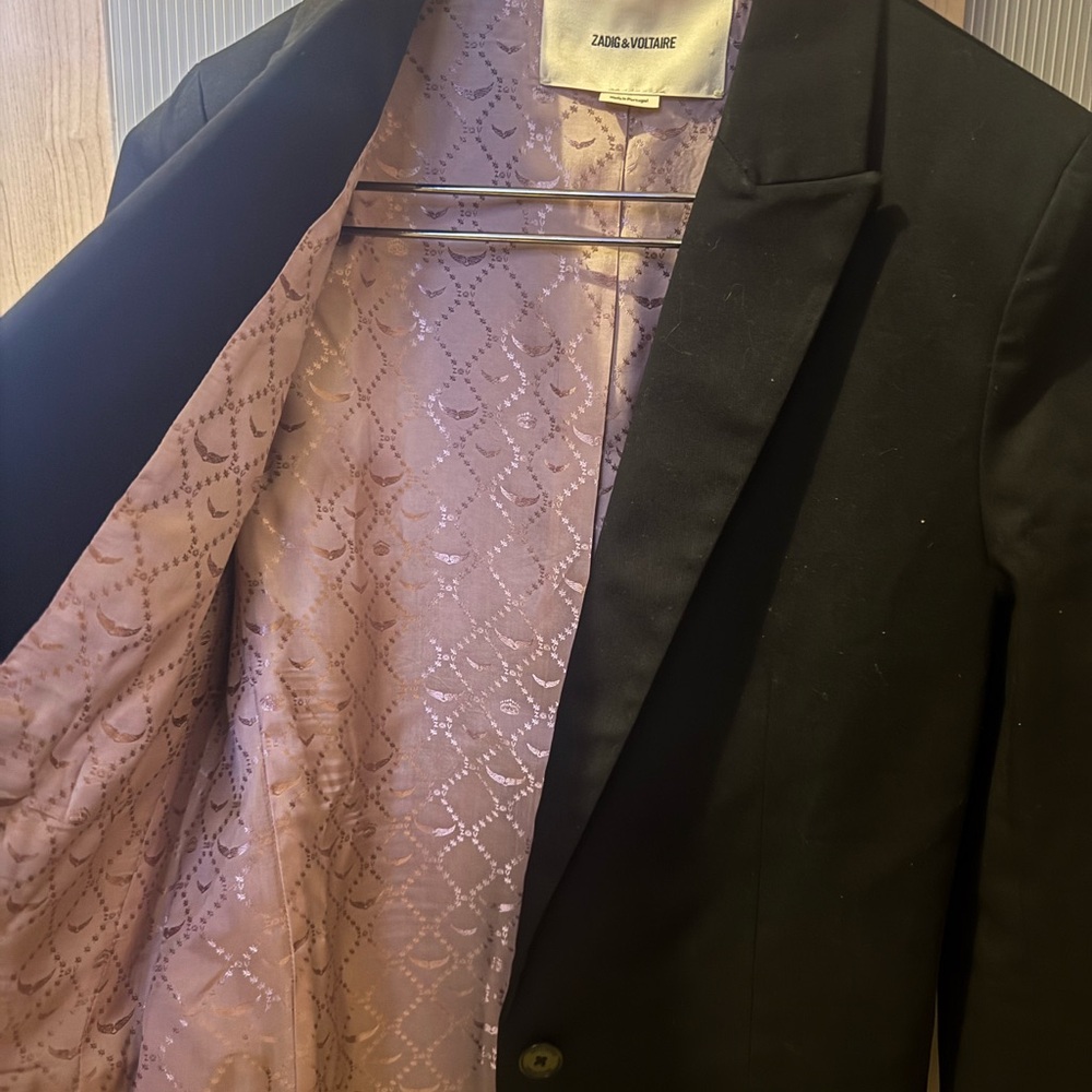 Zadig & Voltaire Black Blazer with Black LOVE Embroidery - Picture 12 of 15